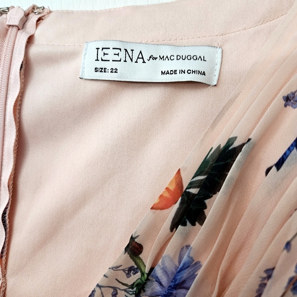 MAC DUGGAL 55829 Pleated Pink Floral Cap Sleeve A-line Gown Dress Size 22 NWOT - Picture 4 of 9